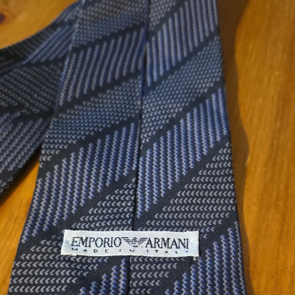 Emporio Armani Striped Navy and Charcoal Tie